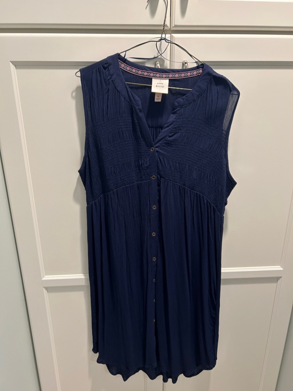 Knox Rose Navy Button-Front Sleeveless Sundress